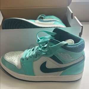 Air Jordan Retro High Top Sneakers in Turquoise & White